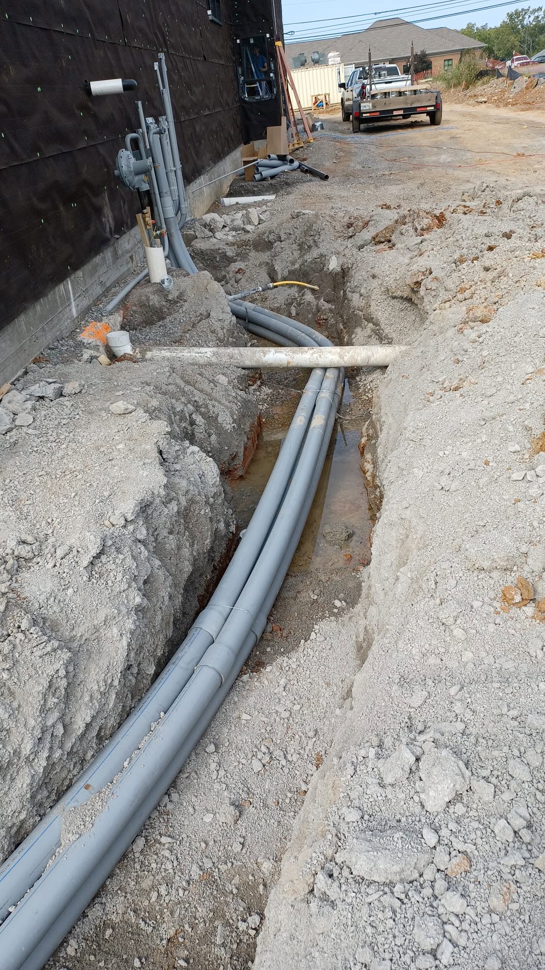 Electrical conduit installed at a construction site